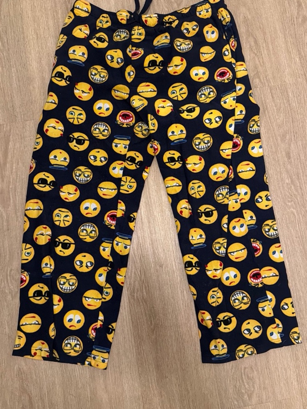 croft & barrow Black Pajama Pants with Yellow Emoji Print